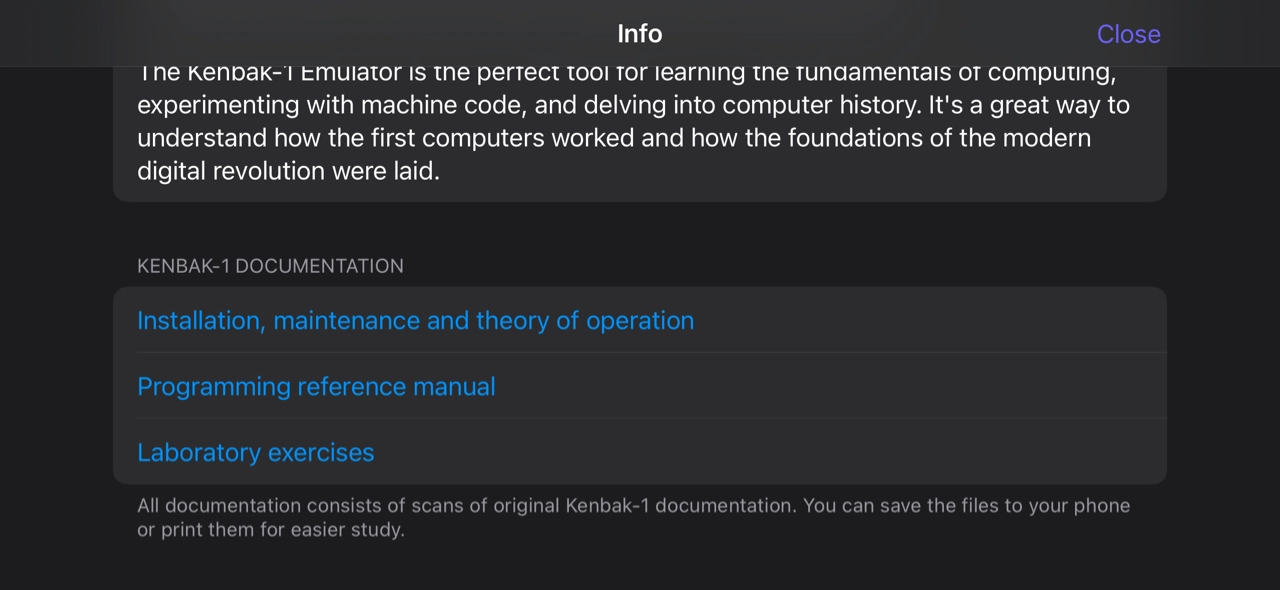 На экране информации есть описание приложения и набор оригинальной документации